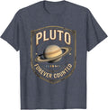Pluto, Forever Counted Vintage Retro Astronomy Space Science T-Shirt - Heather Blue