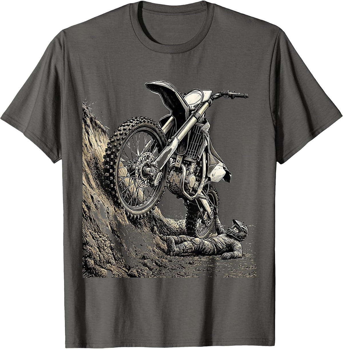 Dirt Bike Crash Humor Motocross Rider Gift T-Shirt - Asphalt Grey
