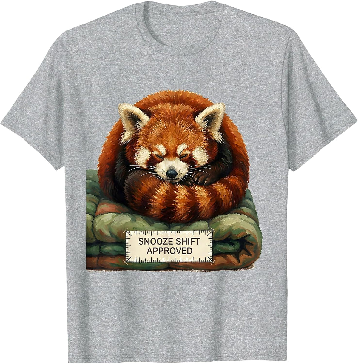 Men's Snooze Shift, Approved Funny Red Panda Animal Lover Gift T-Shirt - Heather Grey
