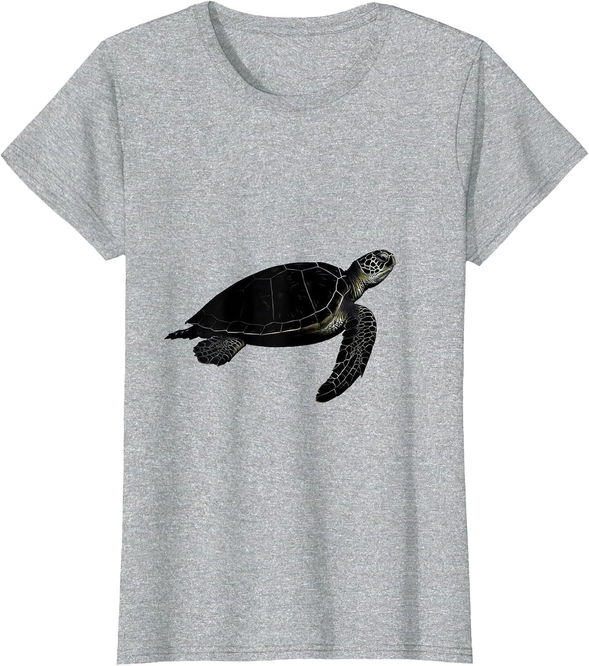 Women's Sea Turtle Silhouette Flat Novelty Ocean Animal Humor T-Shirt - Heather Grey