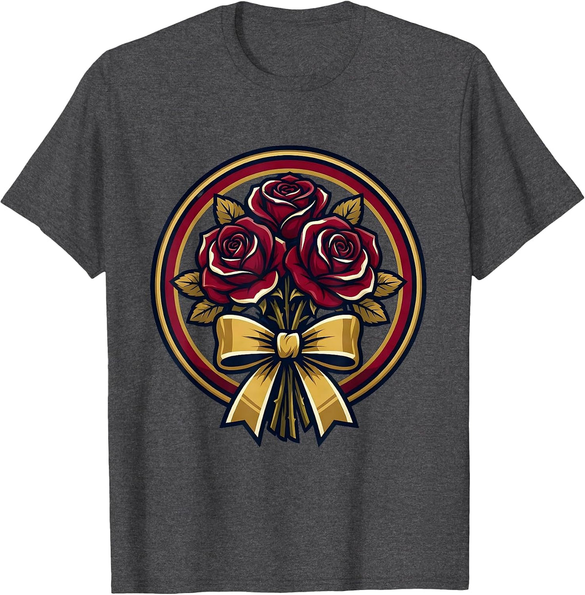 Band Mom Rose Bouquet Drum Major Sash Design T-Shirt - Dark Heather Grey