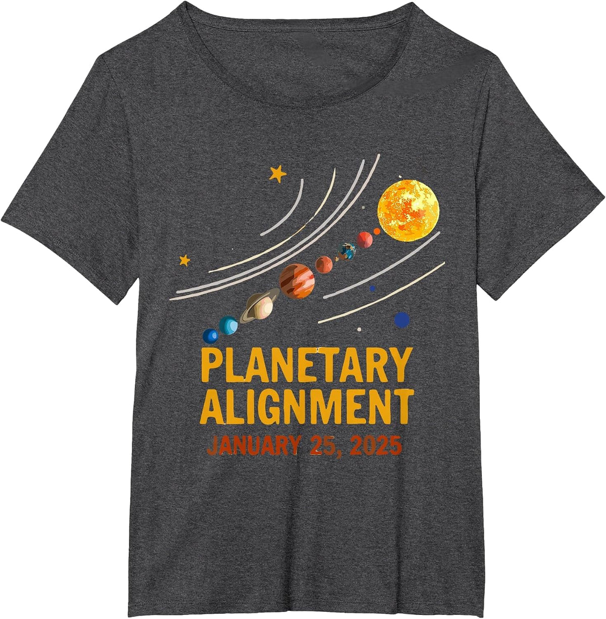 System Solar Planets Planetary Alignment January 25th 2025 T-Shirt - Dark Heather Grey