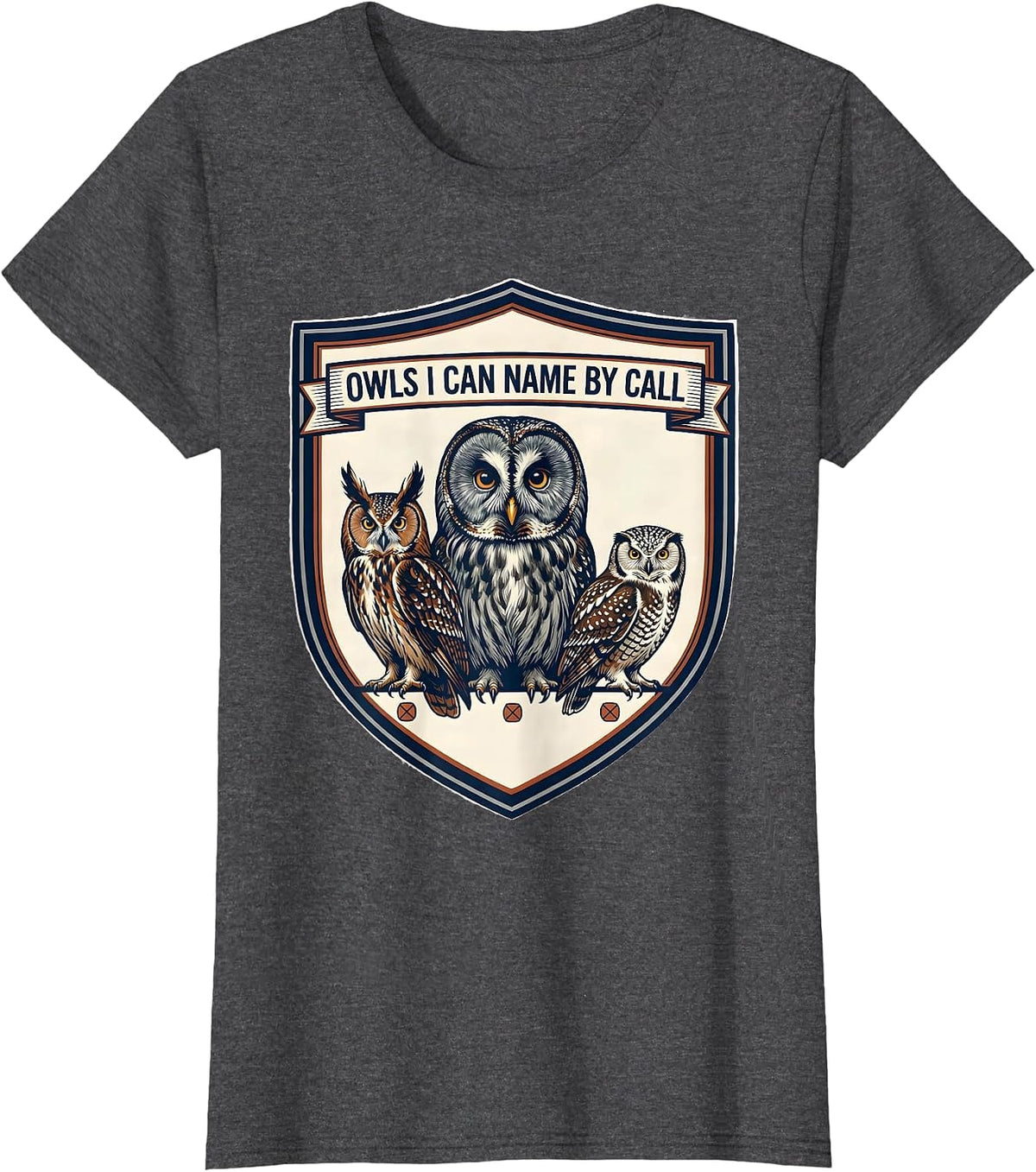 Women's Owls I Can Name By Call Vintage Owl Lover Birdwatcher Humor T-Shirt - Dark Heather Grey