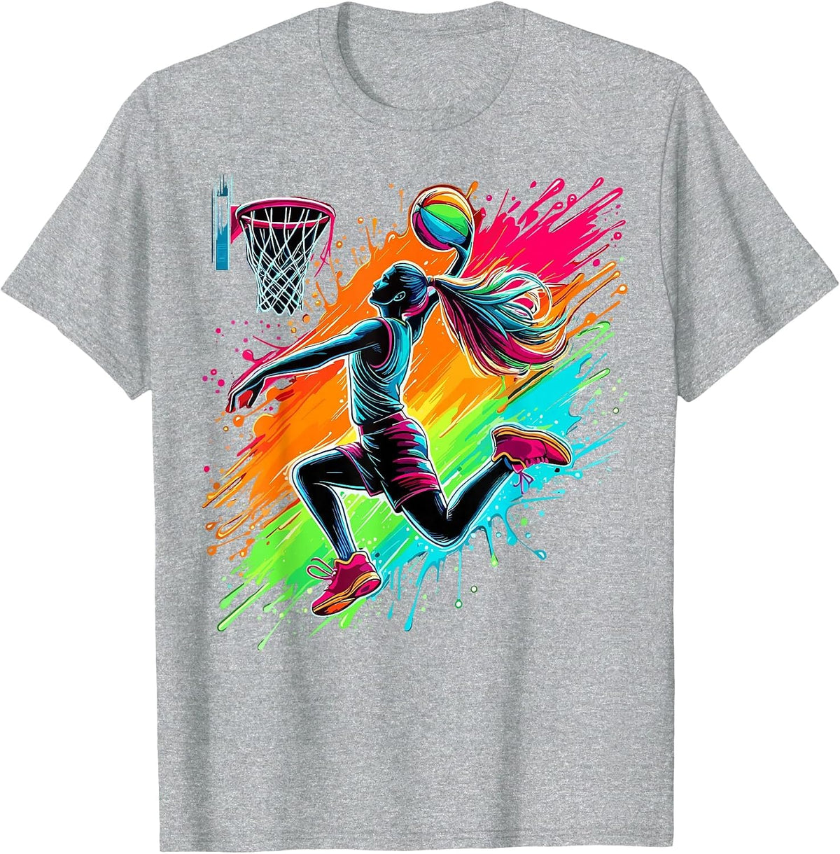 Basketball Player Girl Basketballer T-Shirt - Heather Grey