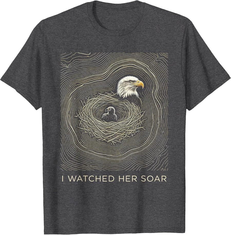 Men's I Watched Her Soar Memorial Bald Eagle Jackie And Shadow Big T-Shirt - Dark Heather Grey