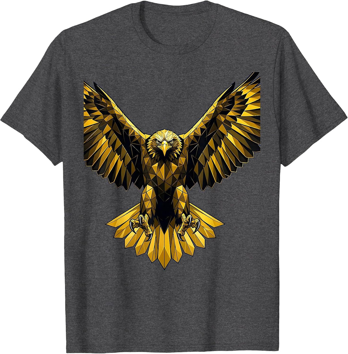 Eagle Diving Wings Spread Graphic Design T-Shirt - Dark Heather Grey