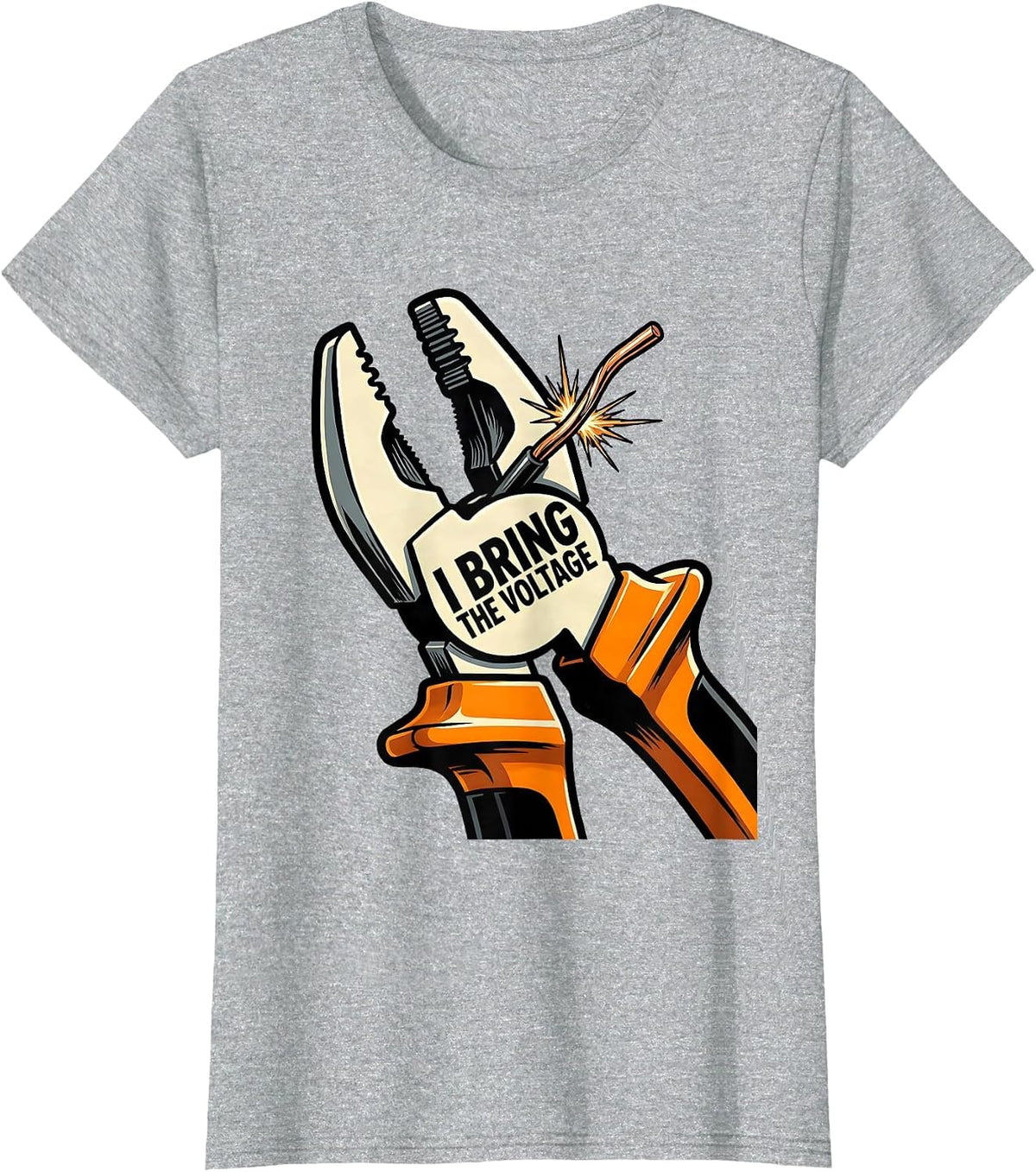 I Bring The Voltage Funny Electrician Lineman Gift T-Shirt - Heather Grey