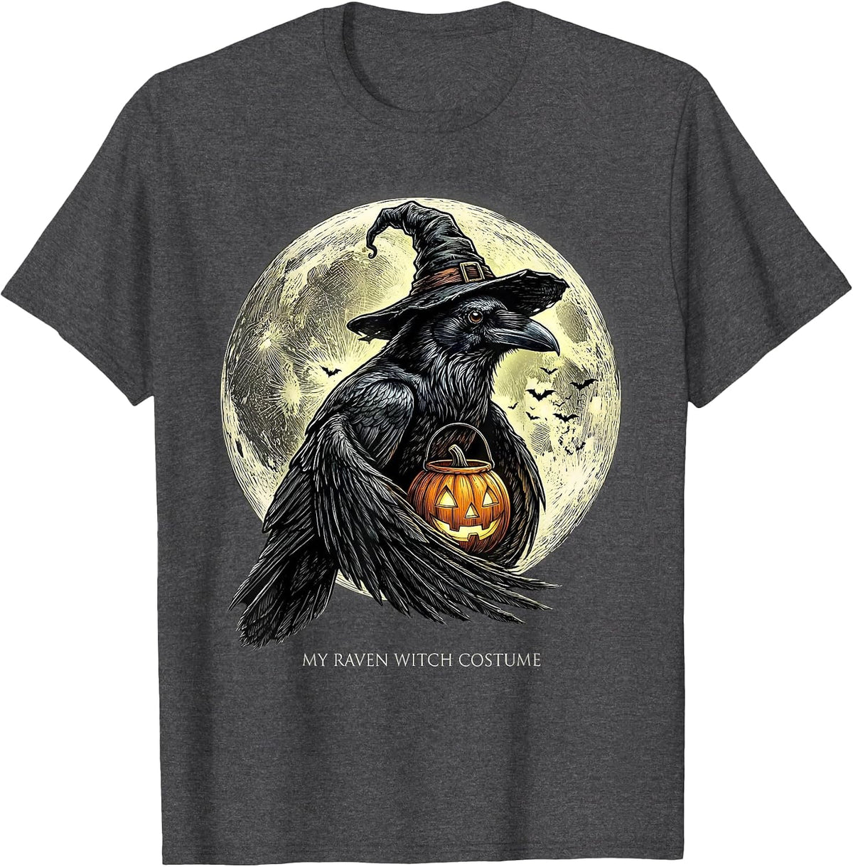 My Raven Witch Costume Funny Halloween Animal Lover T-Shirt - Dark Heather Grey