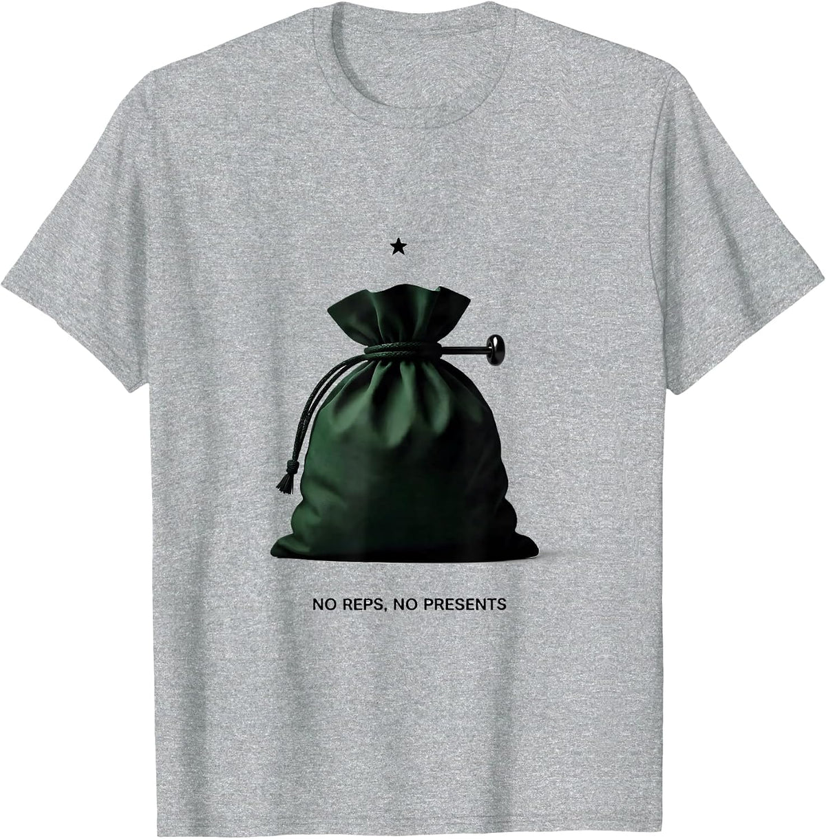 Men's No Reps No Presents Funny Gym Humor Christmas Weightlifting T-Shirt - Heather Grey