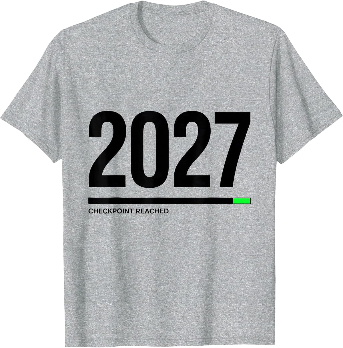 Men's Checkpoint 2027 Reached Funny Gamer New Year Level Up Party T-Shirt - Heather Grey