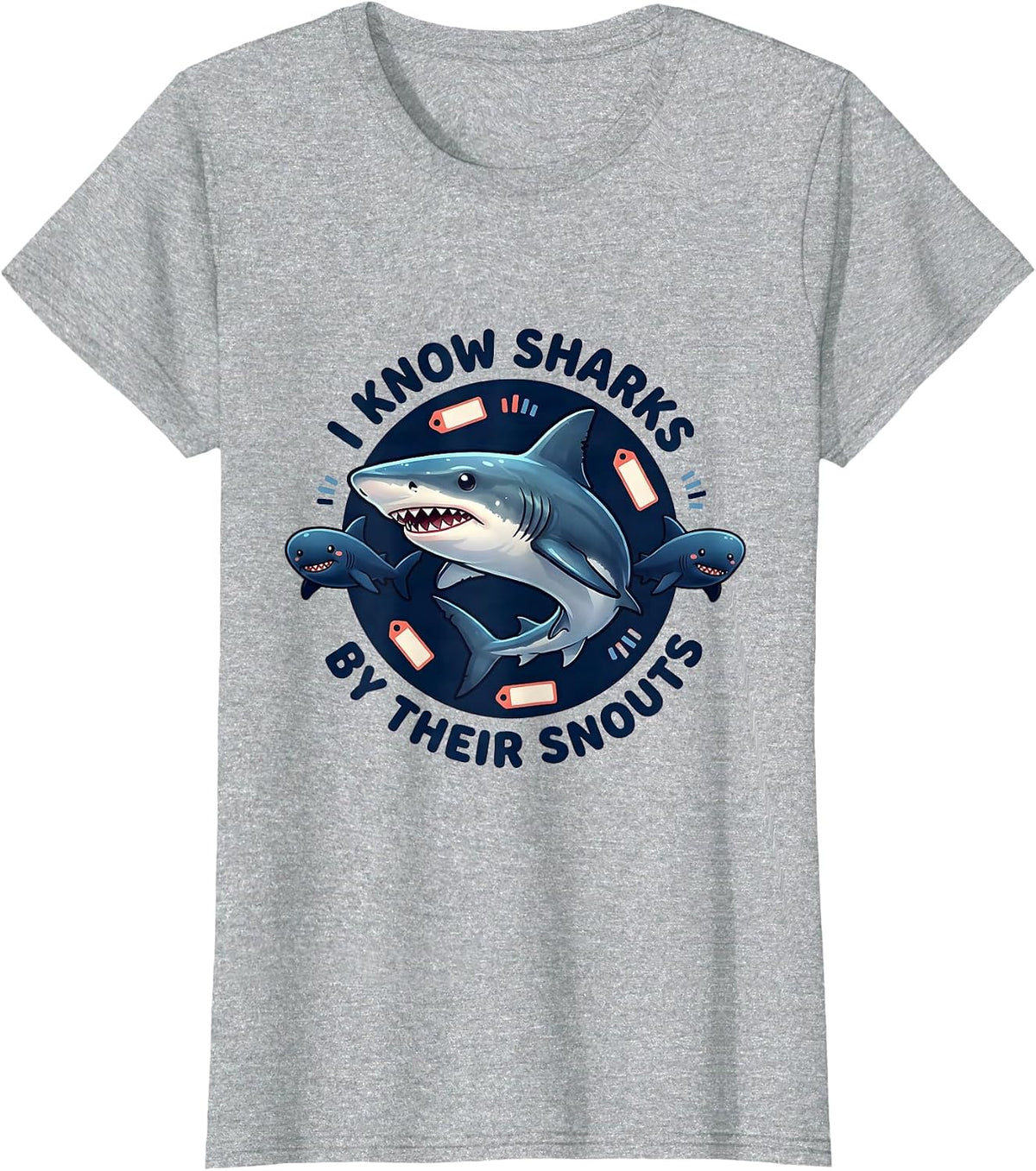 Women's I Know Sharks By Their Snouts Cute Kawaii Shark Lover Gift T-Shirt - Heather Grey
