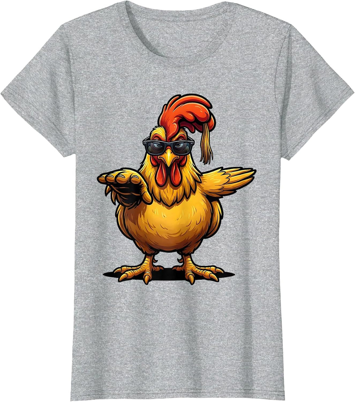 Oversized Chicken Cartoon Funny Chicken Lover Gift T-Shirt - Heather Grey