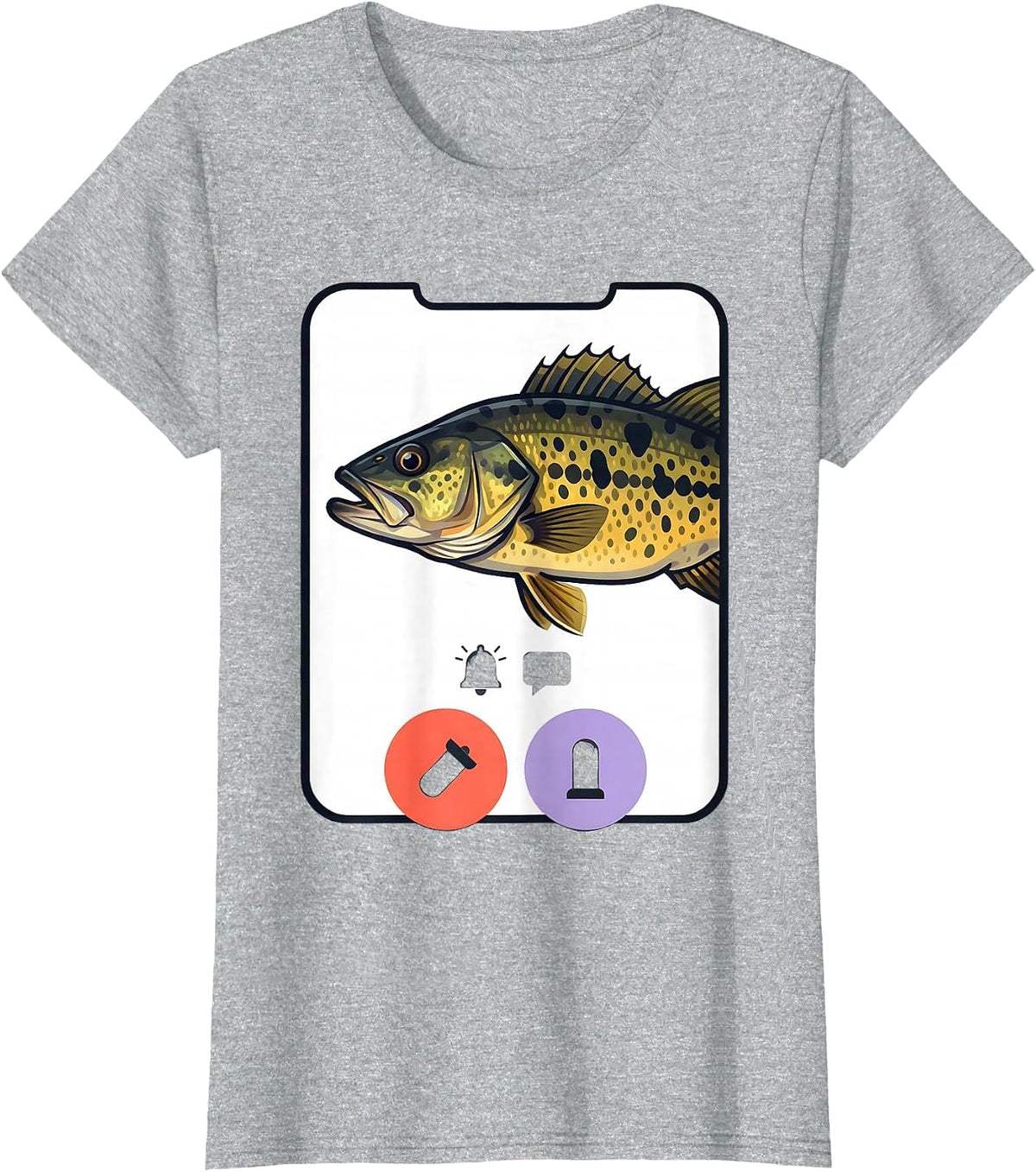 Spotted Bass Phone Call Decline Accept Funny Fishing Meme T-Shirt - Heather Grey