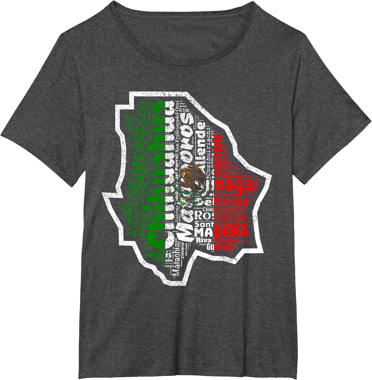 Chihuahua Mexico Mapa Bandera Mexicana State T-Shirt - Dark Heather Grey