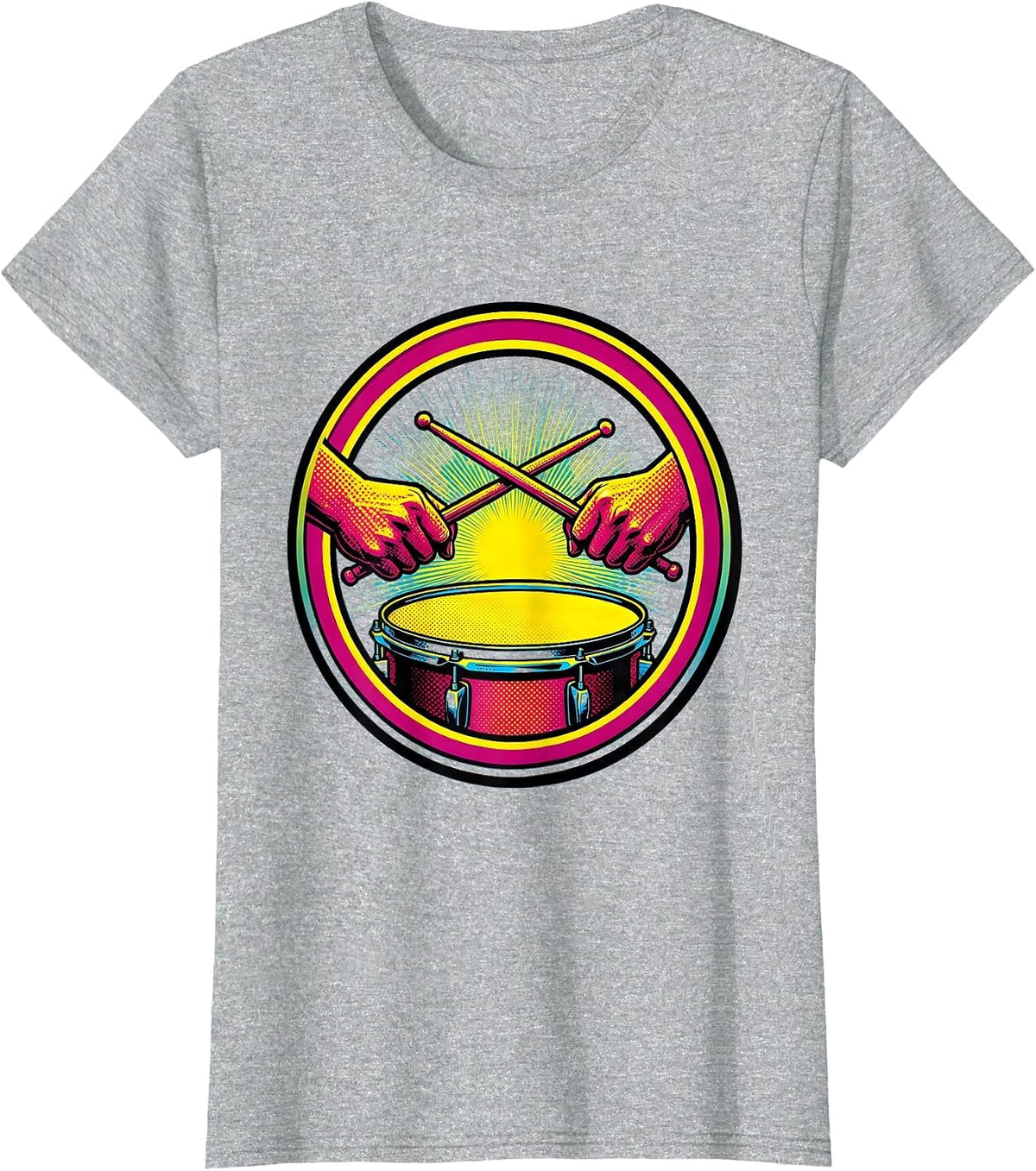 Drummer Hands Snare Drum Grip Illustration T-Shirt - Heather Grey