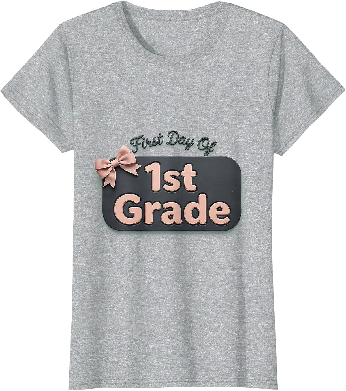Women's First Day Of 1st Grade Girly Coquette Bow Back To School T-Shirt - Heather Grey