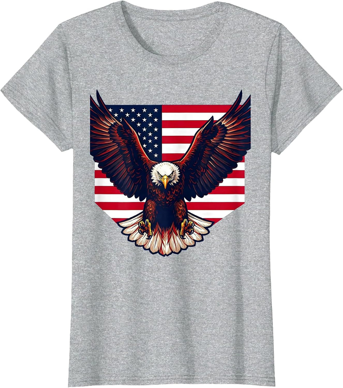 Boys American Flag Bald Eagle Soaring Patriotic T-Shirt - Heather Grey