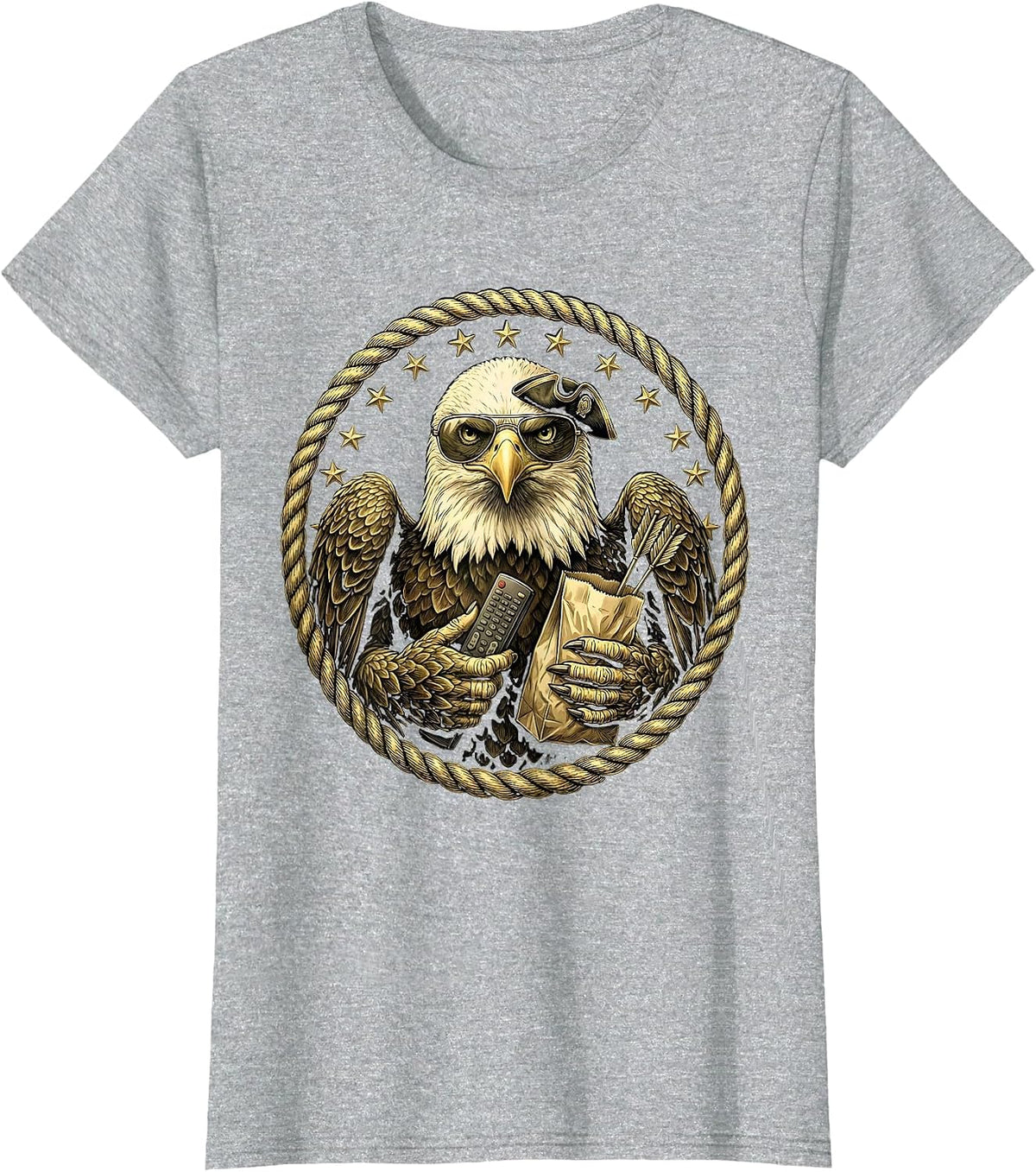 Women's USA 250th Anniversary Bald Eagle Patriotic Design T-Shirt - Heather Grey