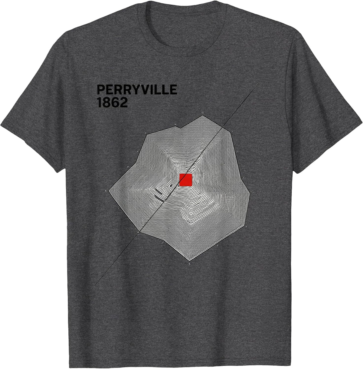 Perryville 1862 Geometric Civil War History Enthusiast T-Shirt - Dark Heather Grey