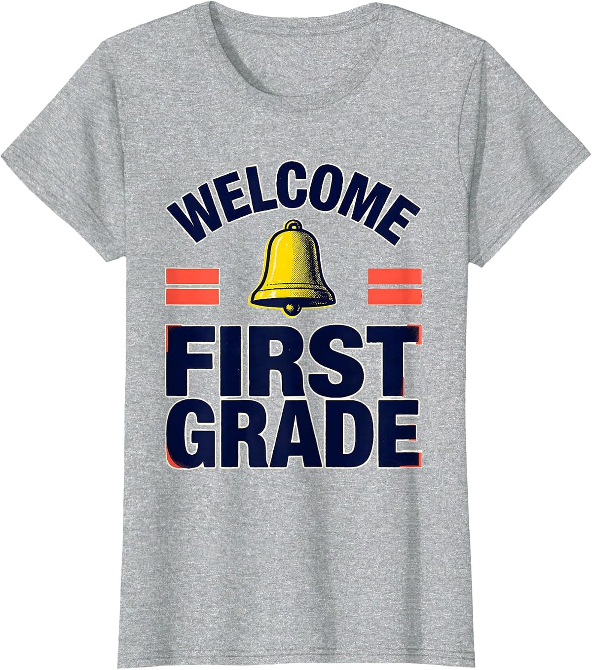 Women's Welcome, First Grade Screenprint Poster Back To School T-Shirt - Heather Grey