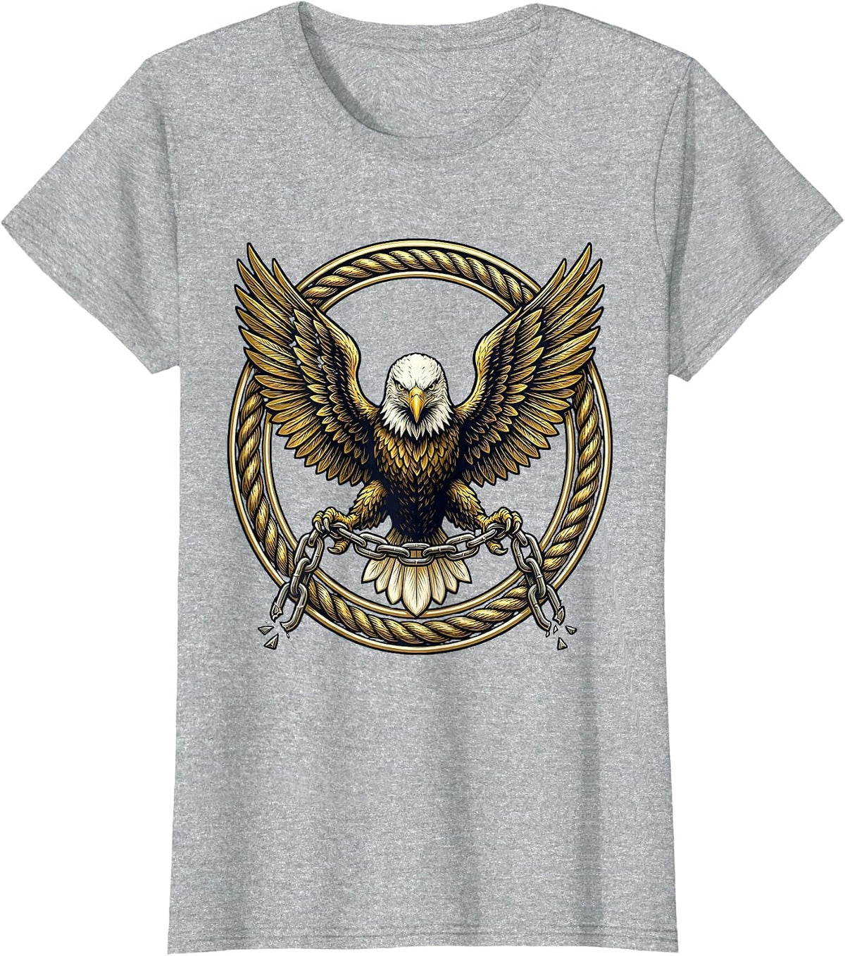 Women's Freedom Kirk Bald Eagle Broken Chain Graphic T-Shirt - Heather Grey
