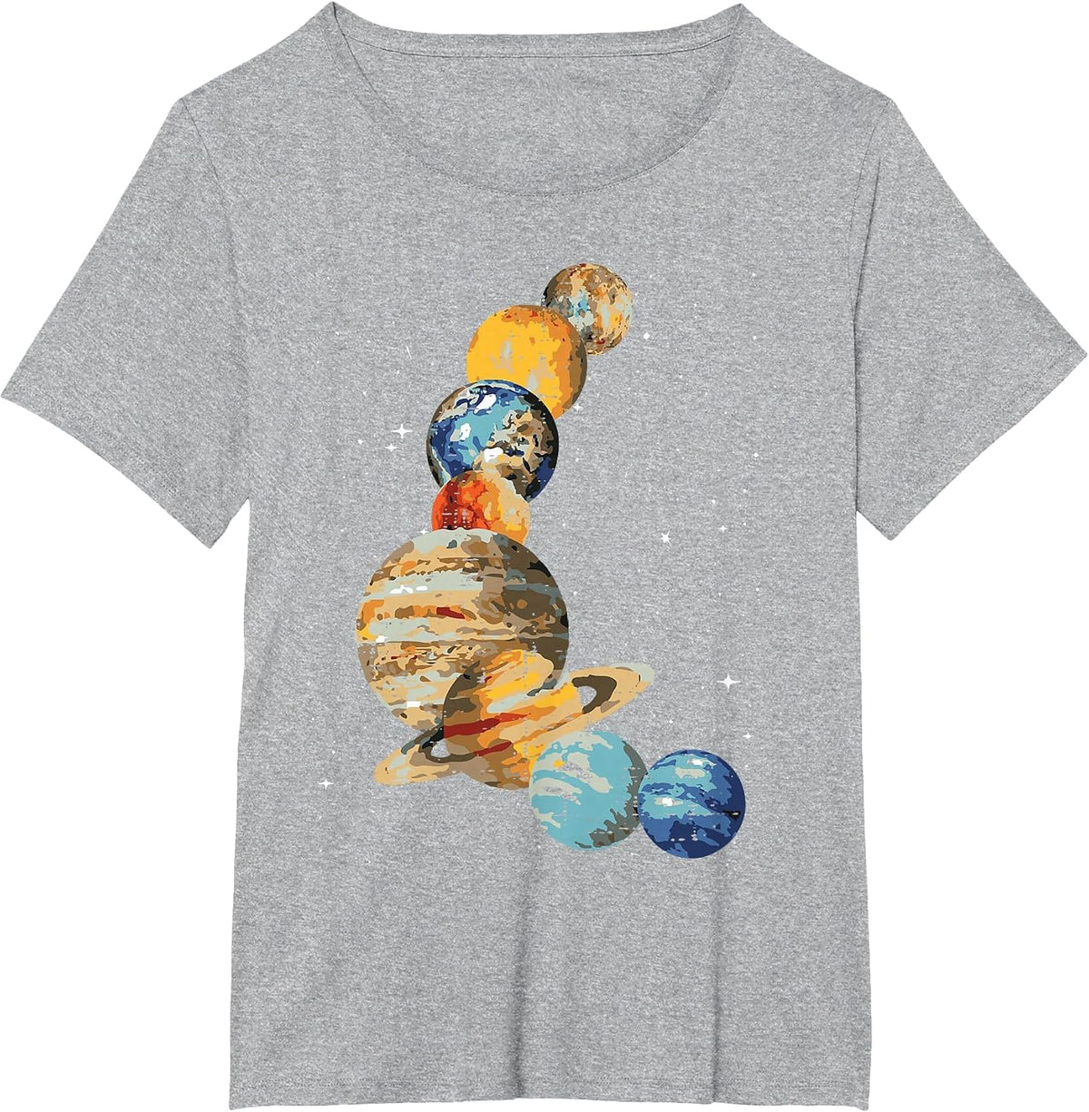 Planets Watercolor Painting Space Galaxy Art Men Women Kids T-Shirt - Heather Grey