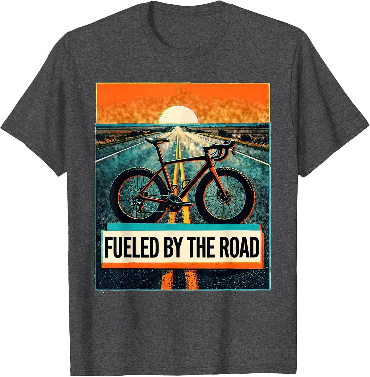 Fueled by the Road Cycling Bike Design T-Shirt - Dark Heather Grey