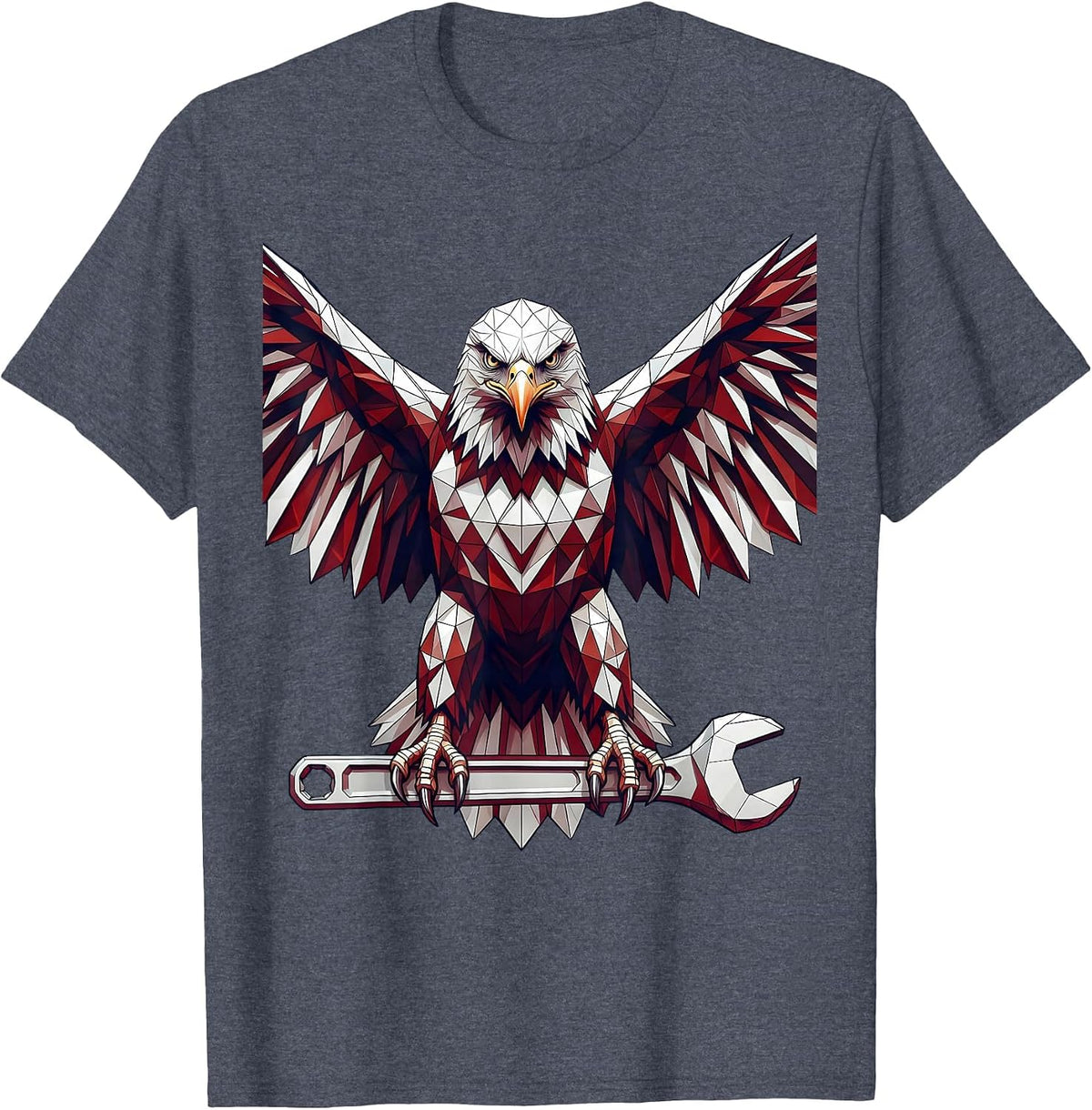 Bald Eagle Perched on Torque Wrench Graphic T-Shirt - Heather Blue