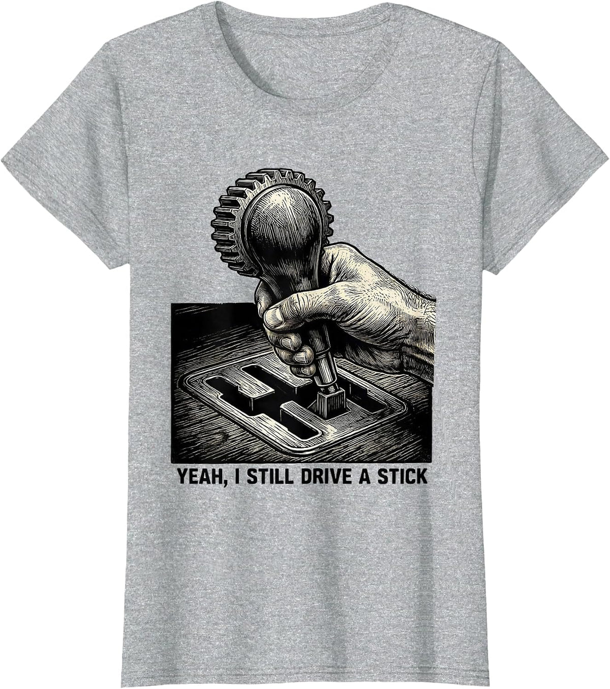 Women's Yeah, I Still Drive A Stick Vintage Gearshift Mechanic T-Shirt - Heather Grey