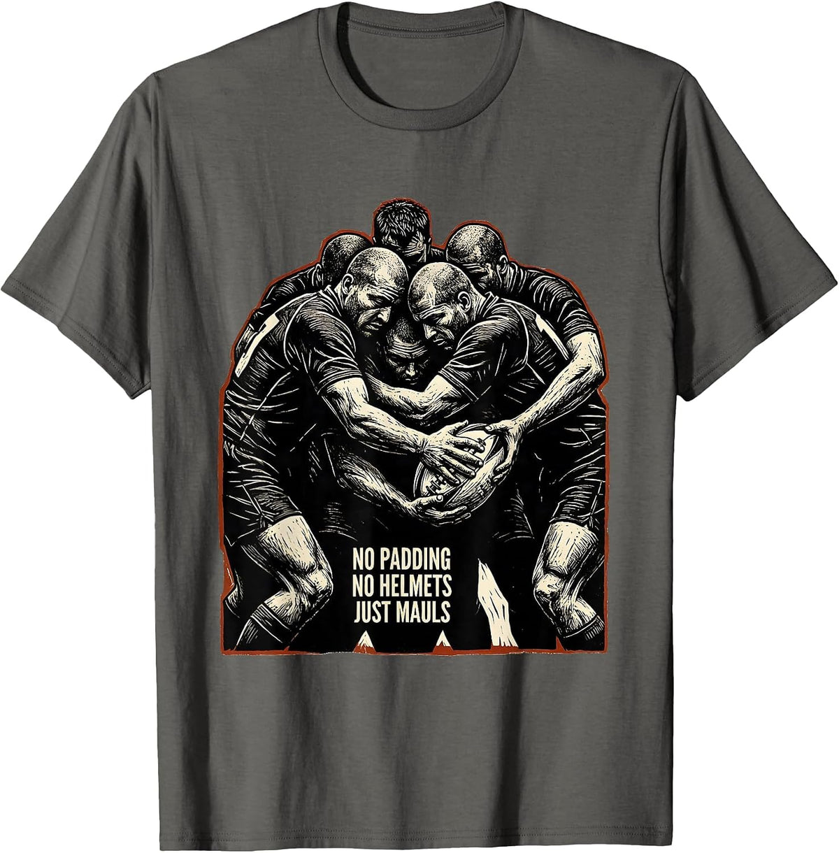 Men's No Padding No Helmets Just Mauls Funny Rugby Player Vintage T-Shirt - Asphalt Grey
