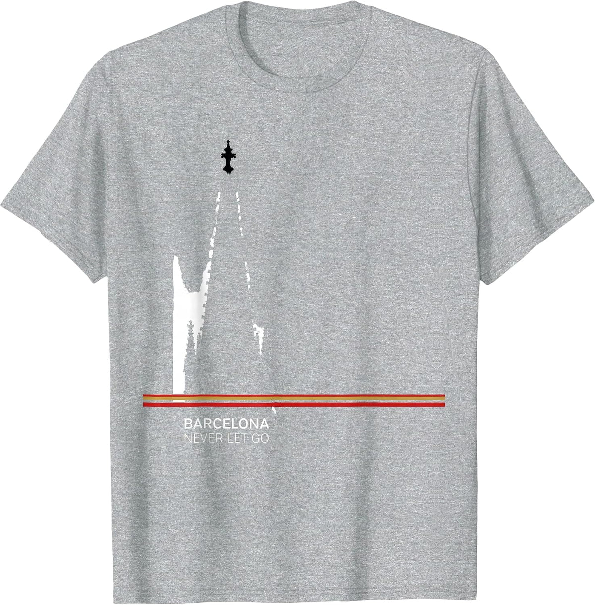 Men's Barcelona Never Let Go Spain Flag Souvenir Heritage Pride T-Shirt - Heather Grey