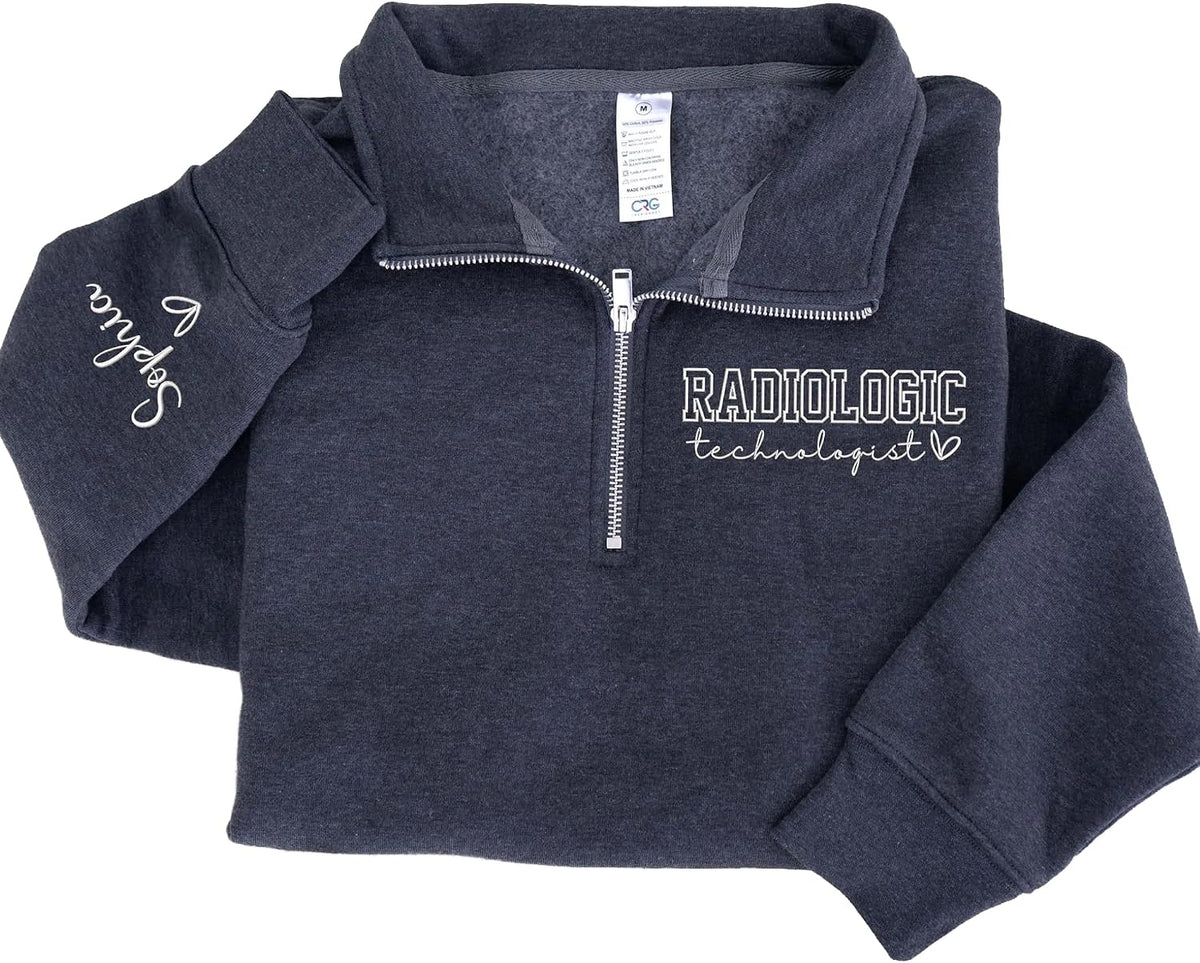Custom Radiology Technologist Embroidered Quarter Zip Sweatshirt, X-Ray Tech Graduation Gifts, Radiology Department Gifts -