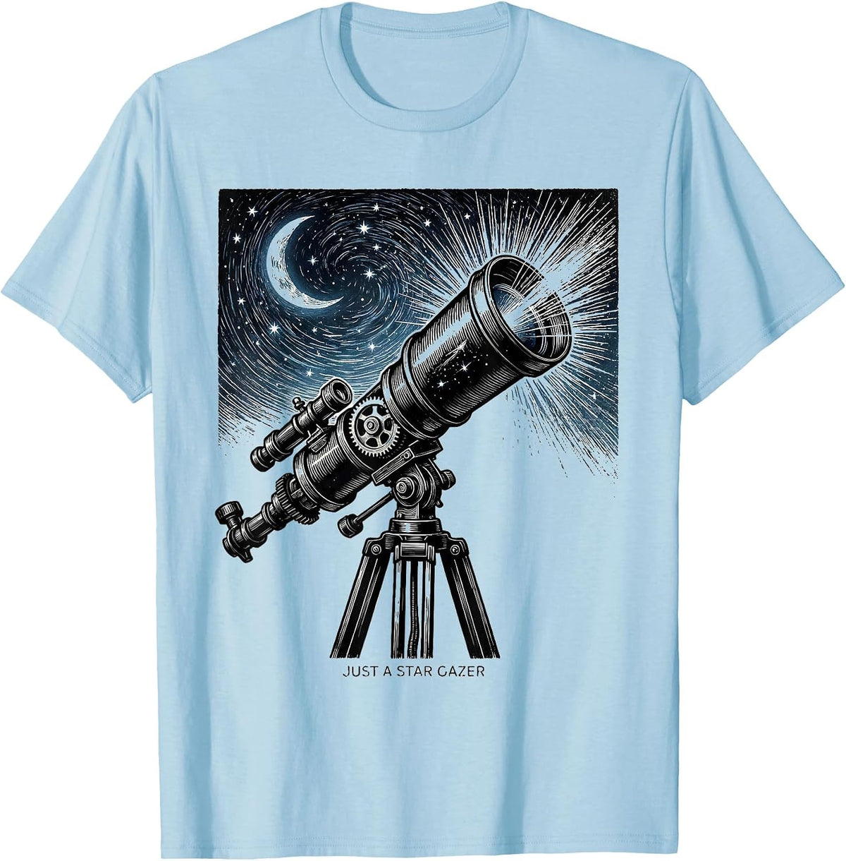 Men's Just a Star Gazer Astronomy Design T-Shirt - Baby Blue