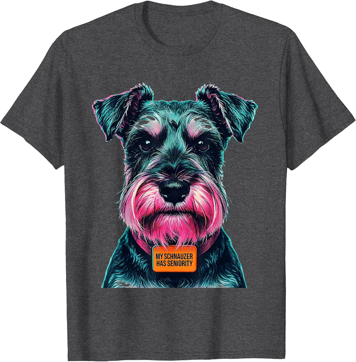 Men's My Schnauzer Has Seniority Funny Miniature Schnauzer Lover T-Shirt - Dark Heather Grey
