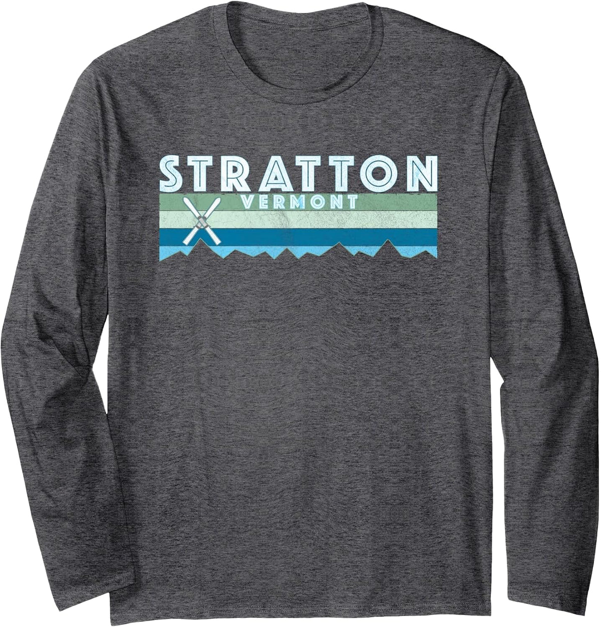 Stratton Vermont Ski Design/Retro Vintage Stratton Long Sleeve T-Shirt - Adult Unisex Dark Heather Grey