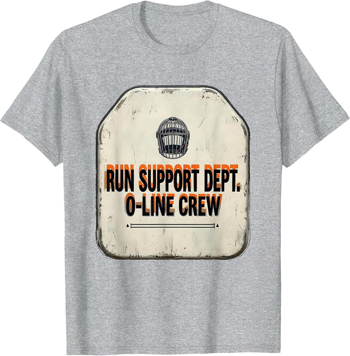 Men's Run Support Dept O-Line Crew Funny Football Lineman T-Shirt - Heather Grey
