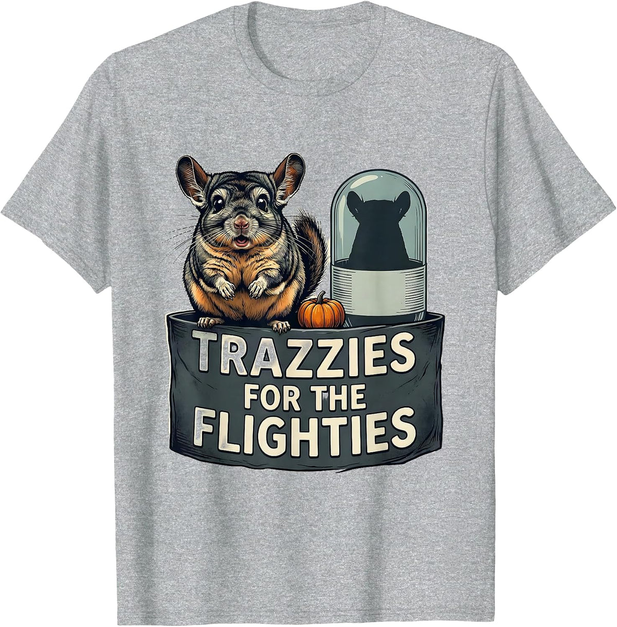 Men's Trazzies For The Flighties Funny Vet Tech Halloween Medicine T-Shirt - Heather Grey