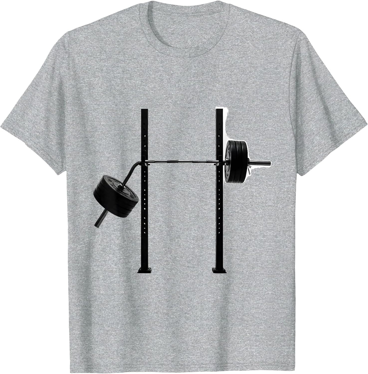 Men's Bent Barbell Funny Gym Workout Humor T-Shirt - Heather Grey