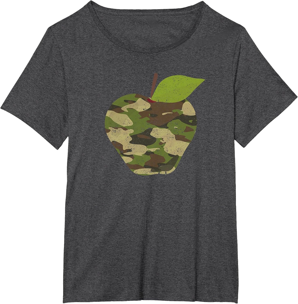 Camo Apple First Day of School Teaching Team Student Teacher T-Shirt - Dark Heather Grey