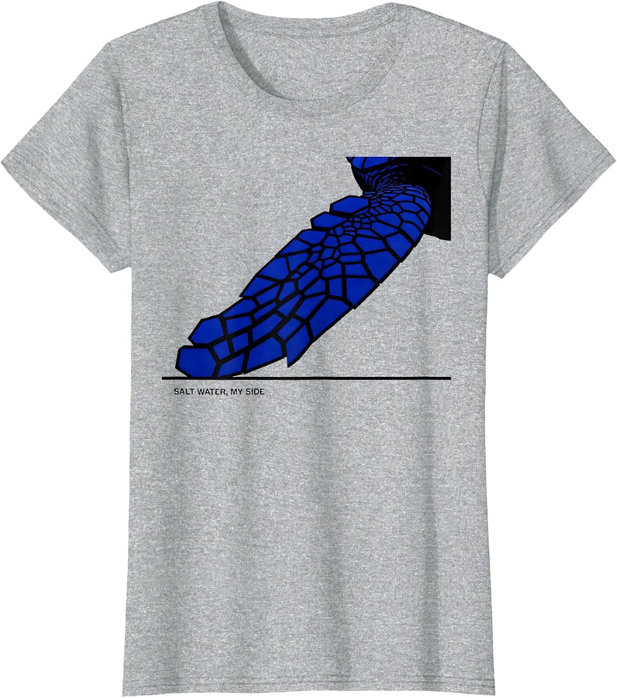 Salt Water, My Side Geometric Paddle Flipper Sea Turtle T-Shirt - Heather Grey