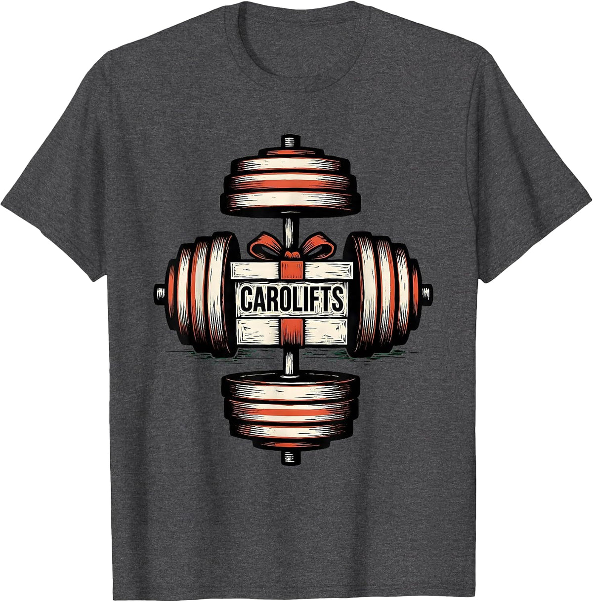 Carolifts Funny Christmas Gym Weightlifting Gift T-Shirt - Dark Heather Grey