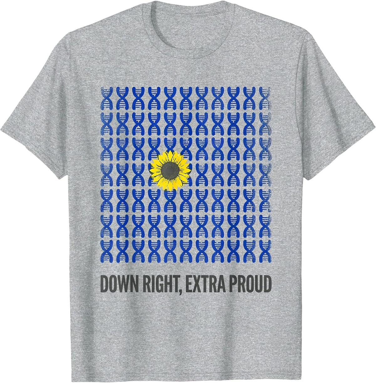 Men's Down Right Extra Proud Heartfelt Down Syndrome Awareness T-Shirt - Heather Grey