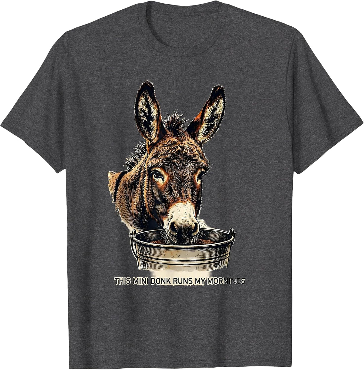 This Mini Donk Runs My Mornings Vintage Funny Donkey Lover T-Shirt - Dark Heather Grey