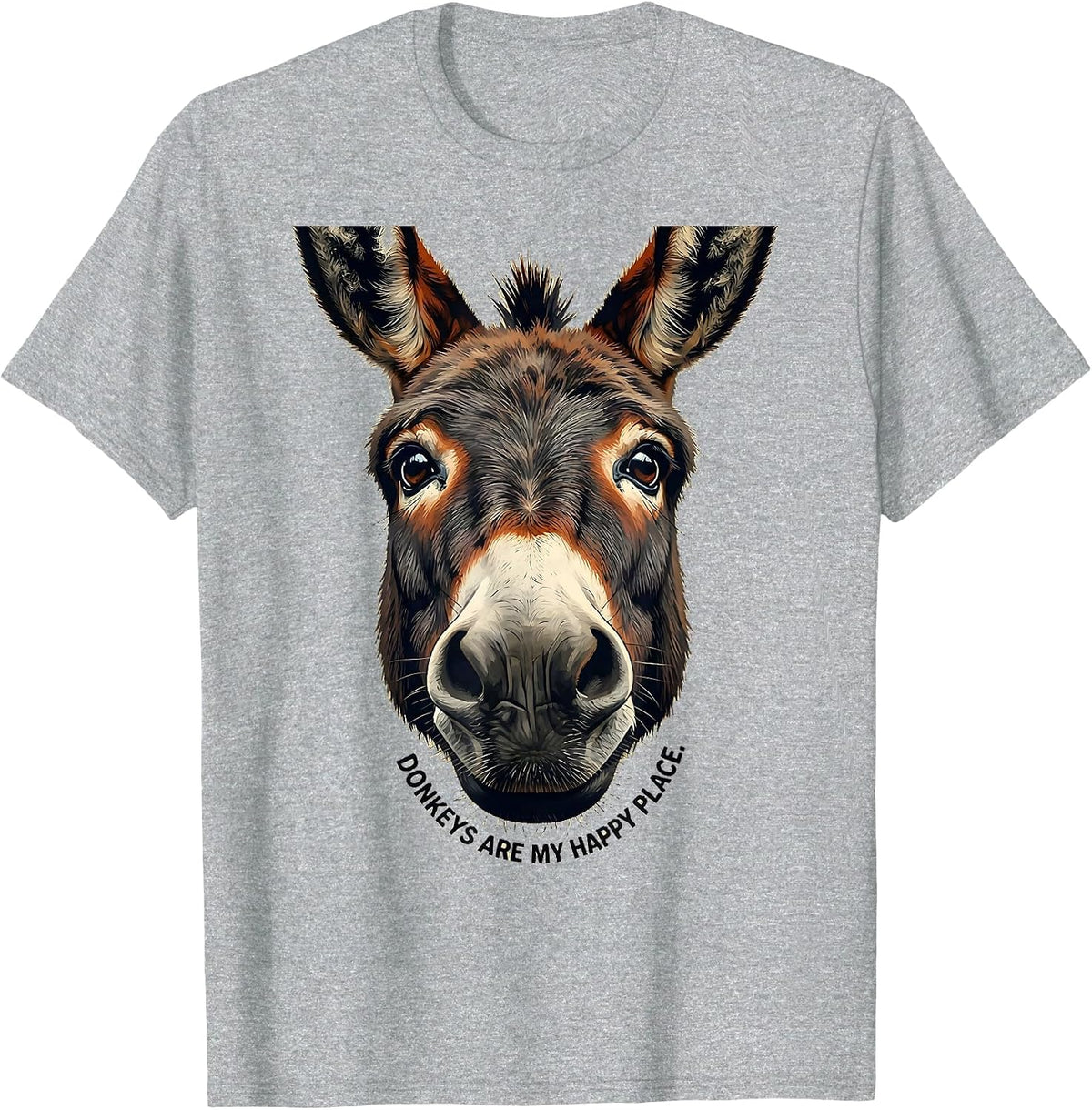 Men's Donkeys Are My Happy Place Funny Donkey Lover Animal Humor T-Shirt - Heather Grey