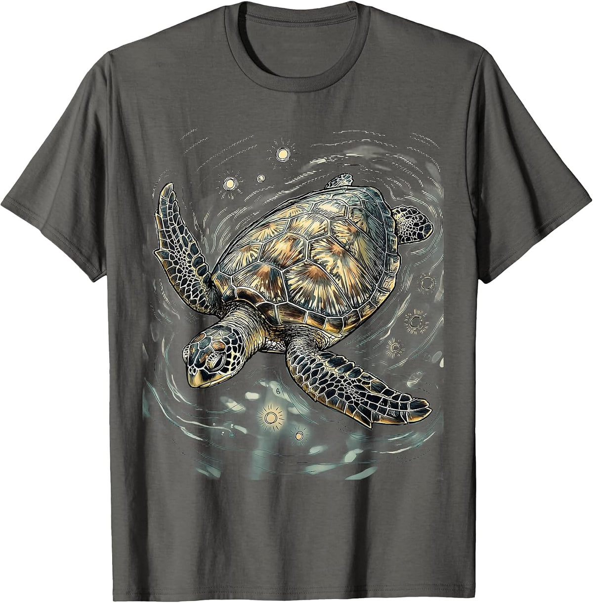 Men's Sea Turtle Sunlit Ocean Glide Graphic Tee T-Shirt - Asphalt Grey