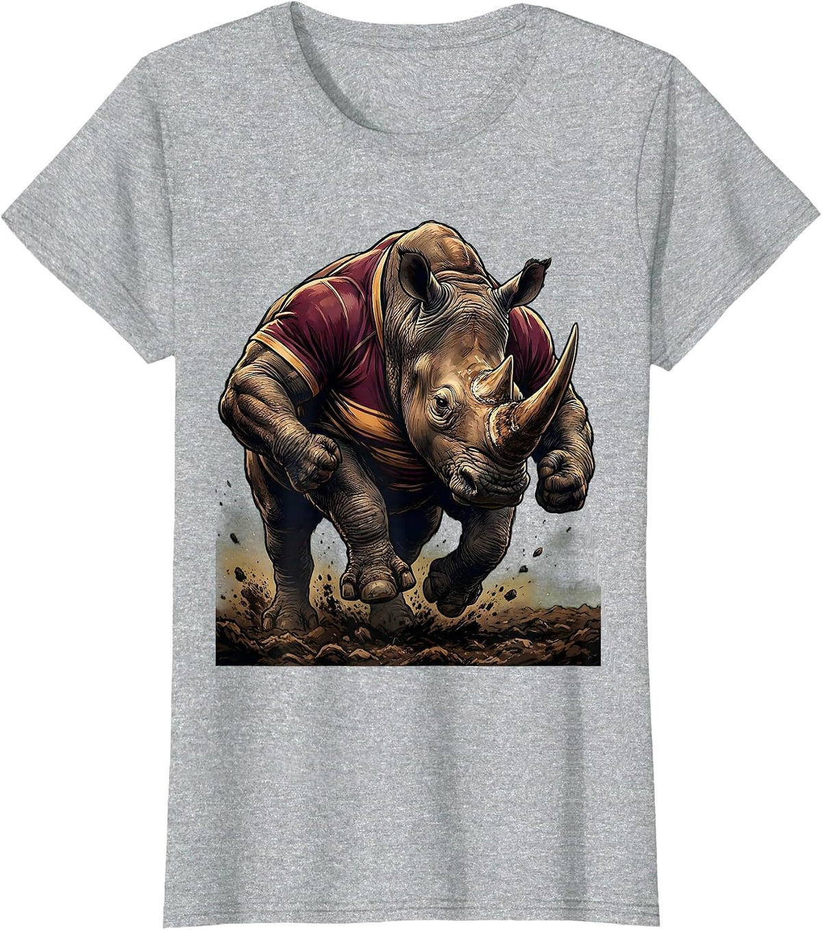 Rhino Rugby Charge Graphic Tee T-Shirt - Heather Grey