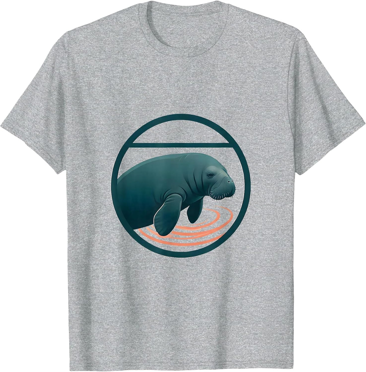 Men's Manatee Minimalist Wildlife Lover Gift T-Shirt - Heather Grey