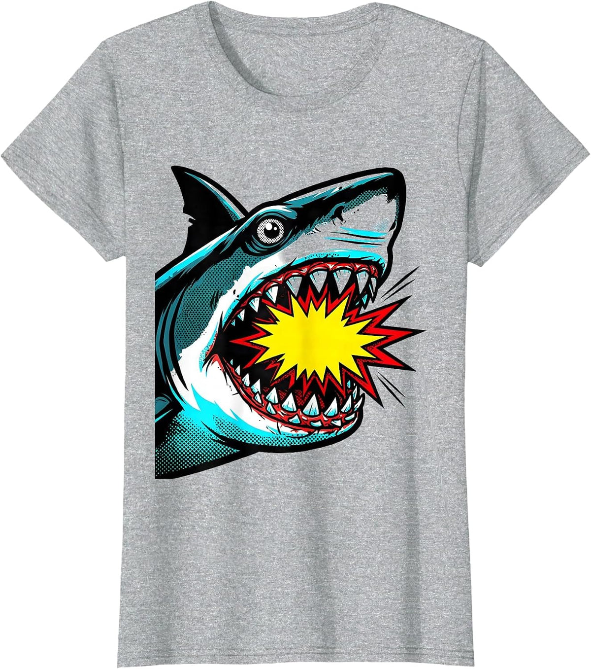 Shark Jaw Pop Art Halloween Costume T-Shirt - Heather Grey