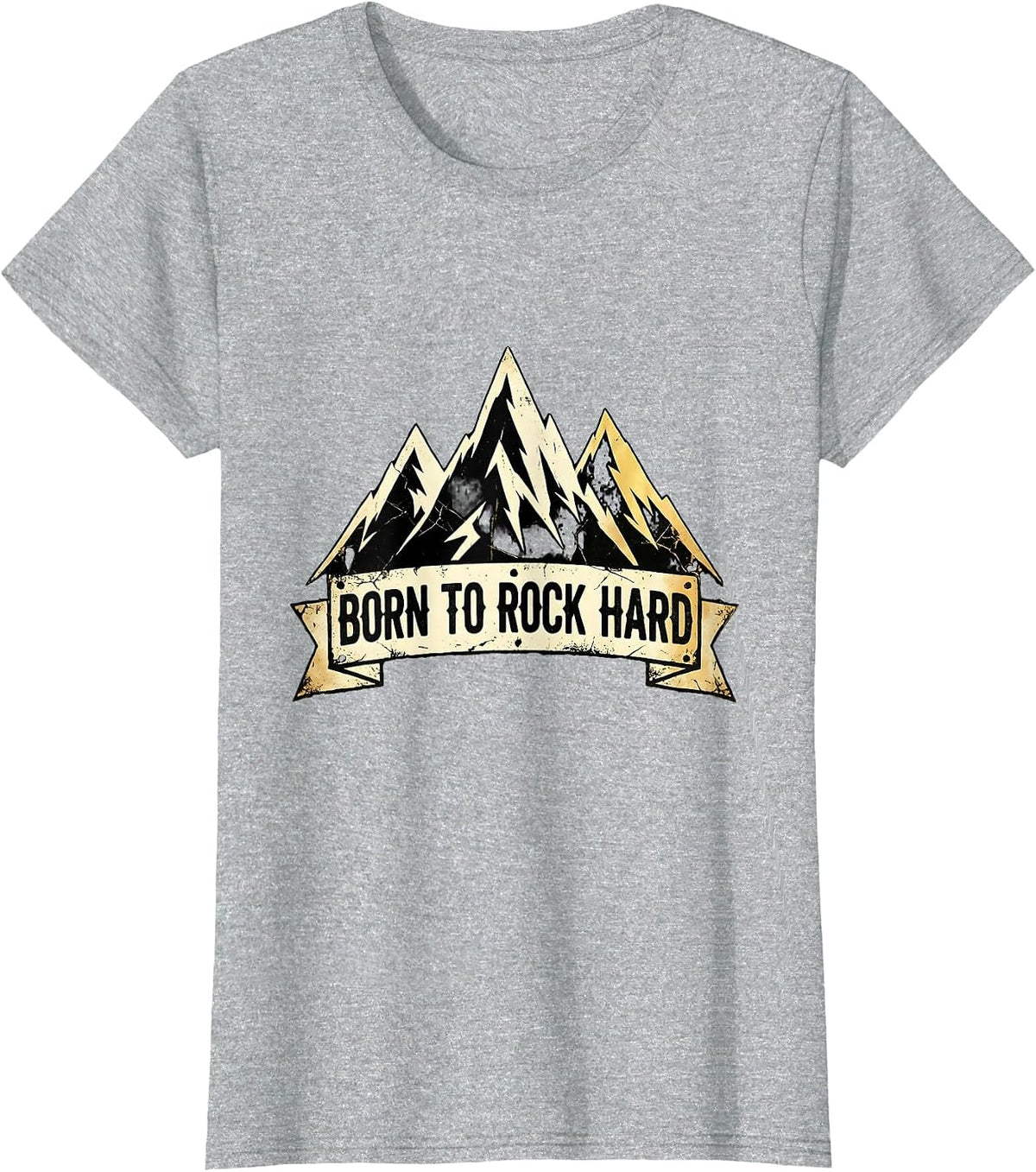 Born to Rock Hard Vintage Rock Music Design T-Shirt - Heather Grey