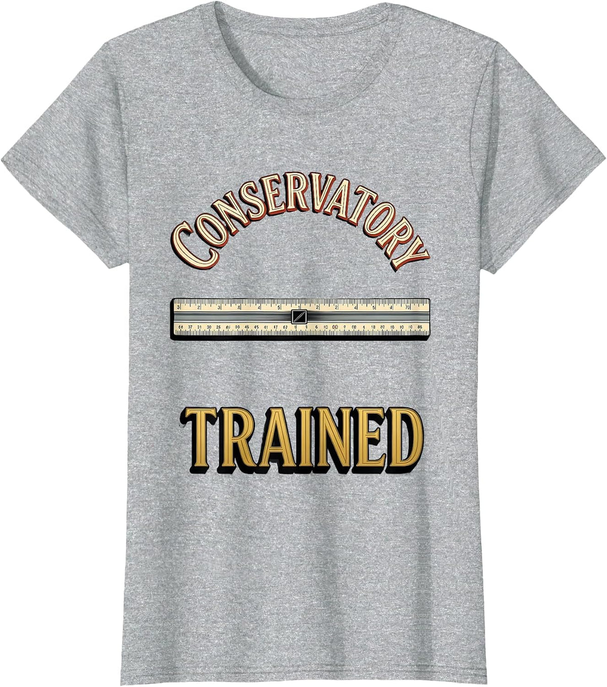 Conservatory Trained Slide Rule Retro Analog Calculator T-Shirt - Heather Grey